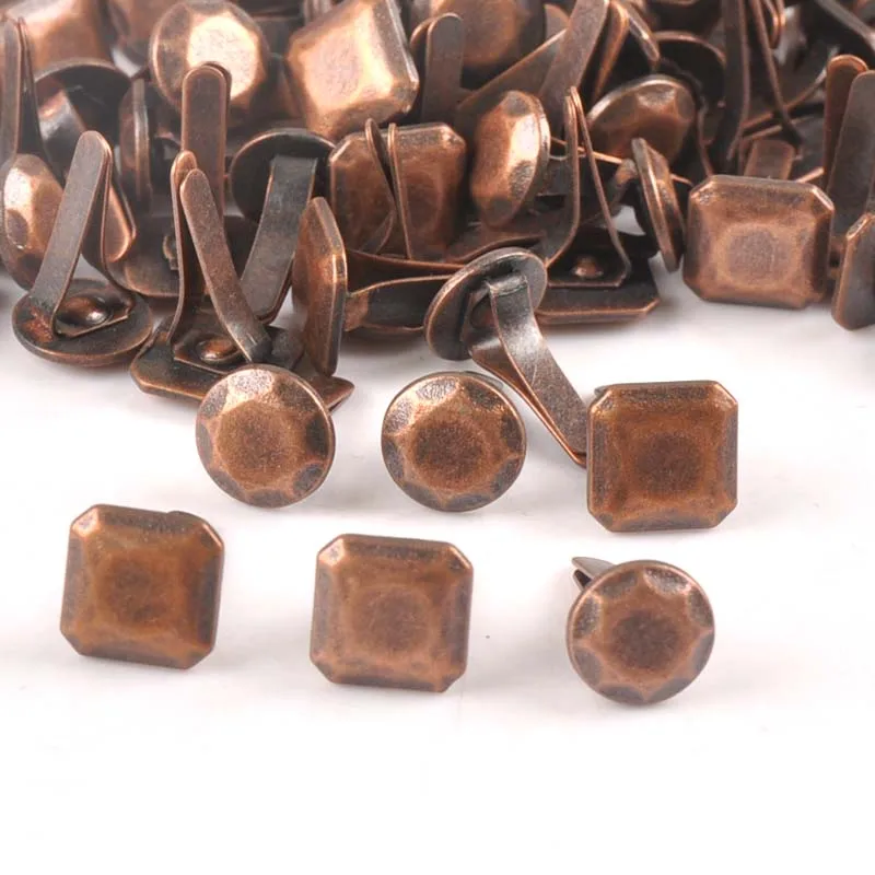 10Pcs Bronze Round Square Fastener Brads For DIY Crafts Scrapbooking Embellishments Cool Punk Brad Accessories Metal Decor c2578