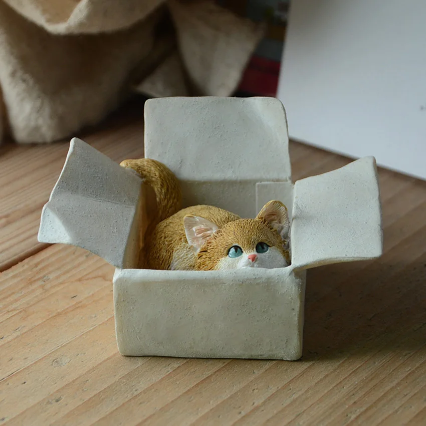 Cute Animal Resin Cat Miniature Figurine, Creative Craft, Fairy Garden Miniatures, Mini Home Decor Accessories, New Art