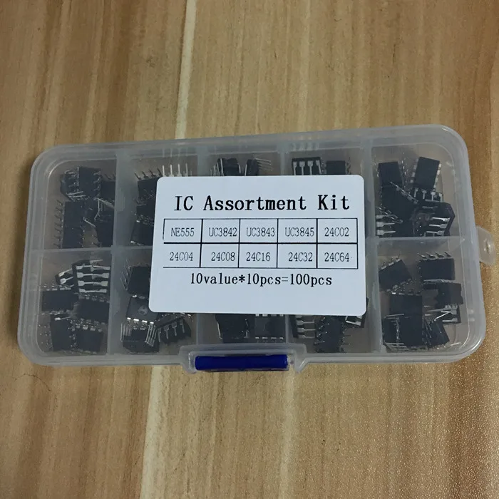 100pcs/lot  In common use DIP IC kit NE555 UC3842 UC3843 UC3845 24C02 24C04 24C08 24C16 24C32 24C64 DIP  each 10pcs