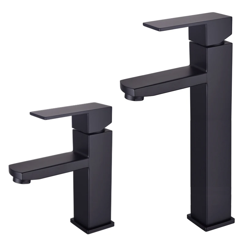 Torneira Cascata para Banheiro de Preto Fosco Cor 304 Alça Única Bl008 Aço Inoxidável