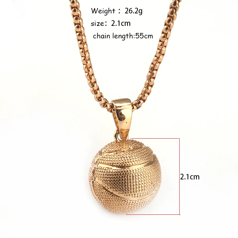 RJ New Hip Hop 3D Basketball Pendants Necklaces I Love Basketball Sports Charms Circle Oval Baseball Rugby Men Punk Jewelry Gift