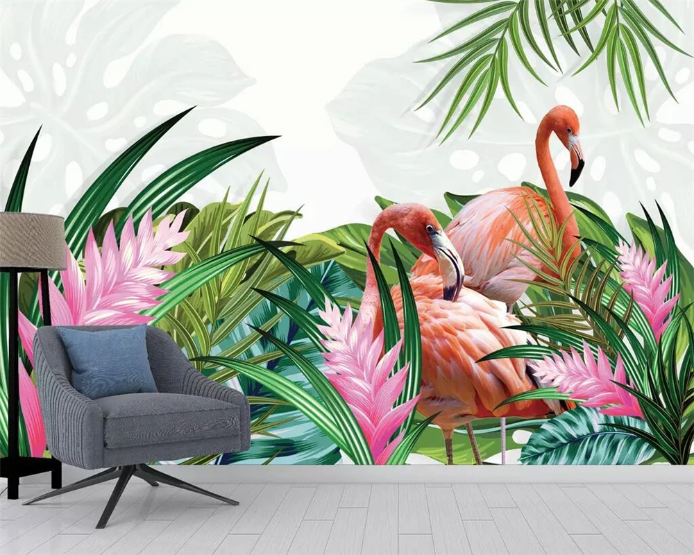 

Beibehang Custom wallpaper tropical rain forest flamingo TV background wall 3d home decor living room bedroom mural 3d wallpaper