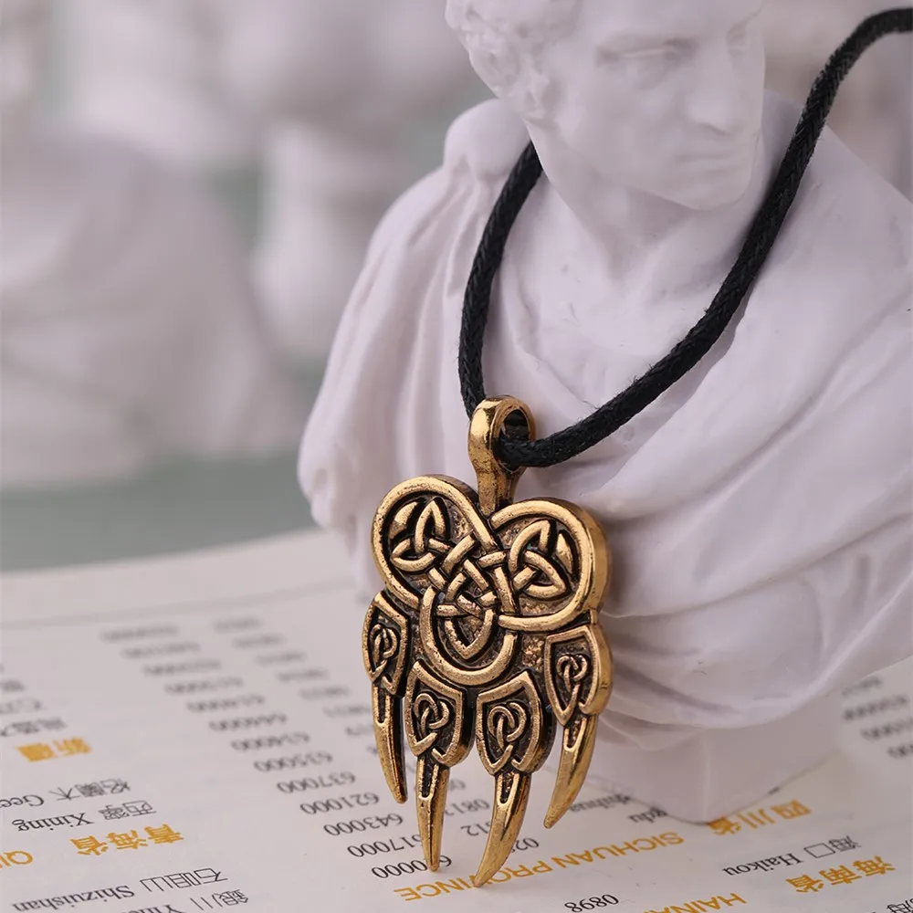 Fishhook Slavic God Warding Veles Bear Paw Lucky Knot Necklace Talisman Chain Amulet Viking Gift For Man Woman Pendant Jewelry