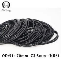 10PC/lot Rubber Ring NBR Sealing O Ring CS:3mm OD51/54/55/56/57/58/60/65/68/70*3mm O-Ring Seal Nitrile Gasket Oil Ring Washer-.-