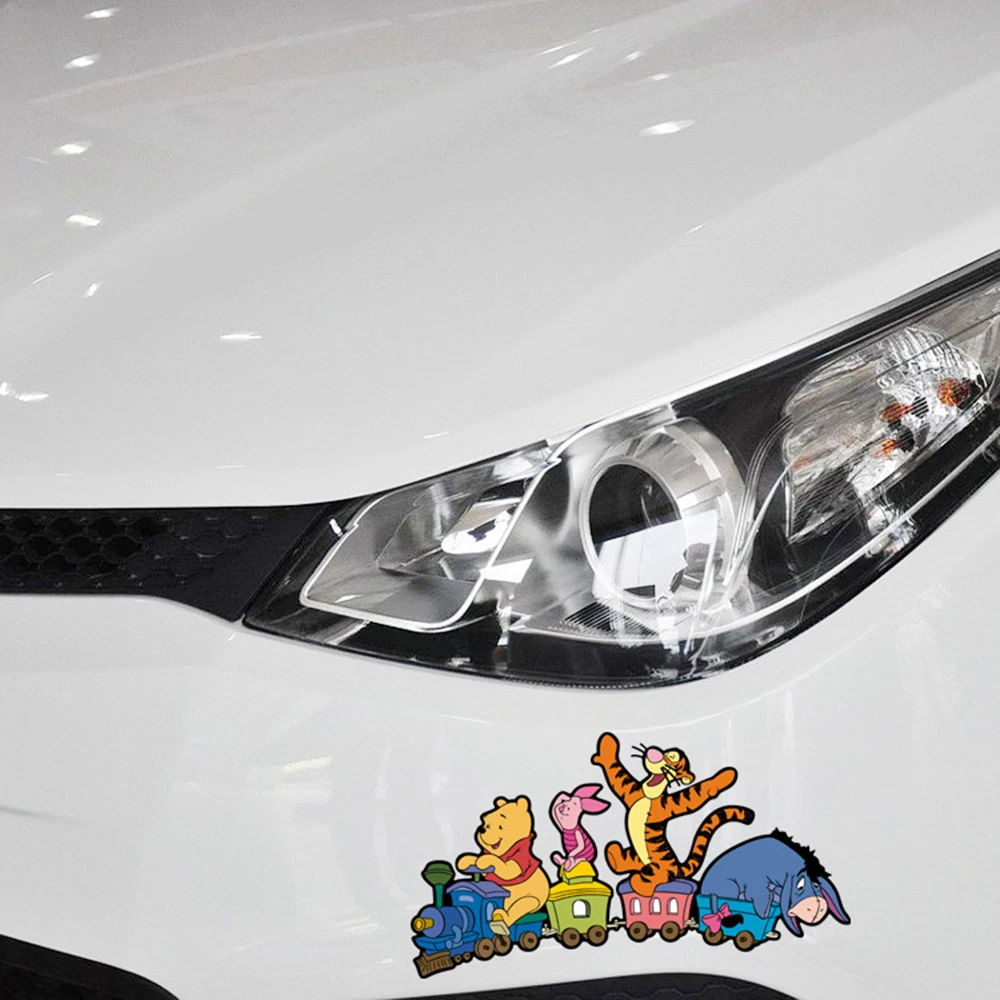 Aliauto Car-styling Pooh Driving Trains And His Junior Partner Funny Car Sticker Cartoon Decal For Volkswagen Toyota Ford Focus