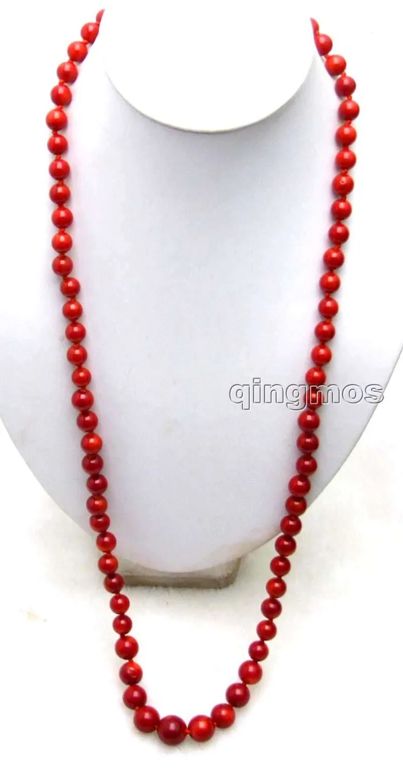 SALE Big 9-15mm Red Round High Quality natural coral Long 34 