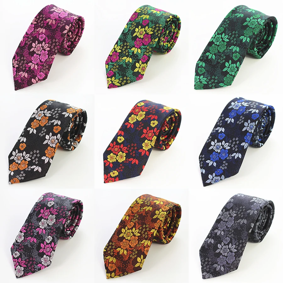 

GUSLESON 2017 New Design Floral Men Tie Silk Quality Necktie 7cm Slim Skinny Ties for Wedding Business Corbatas Hombre Gravatas