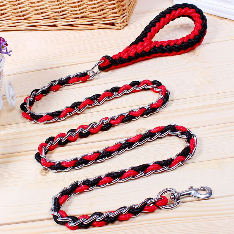 

New High Quality Upgraded color collar rope Large Dog Leashes Iron chain Bite proof Pet Traction Rope For Medium large Dogs