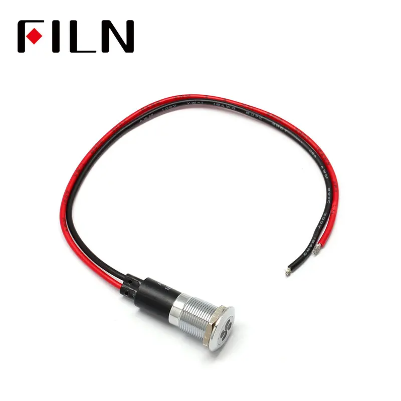 FILN-luz indicadora led para salpicadero de coche, 12mm, símbolo de Calavera, rojo, amarillo, blanco, azul, verde, 12v, con cable de 20cm