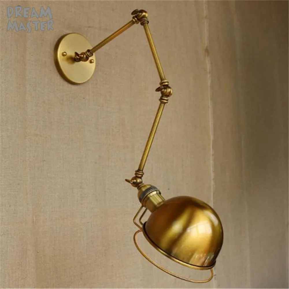 Free shipping Retro Edison Industrial Gold Vintage Wall Lamps light With Long Arm Wall Sconce Arandela De Pared reading luz