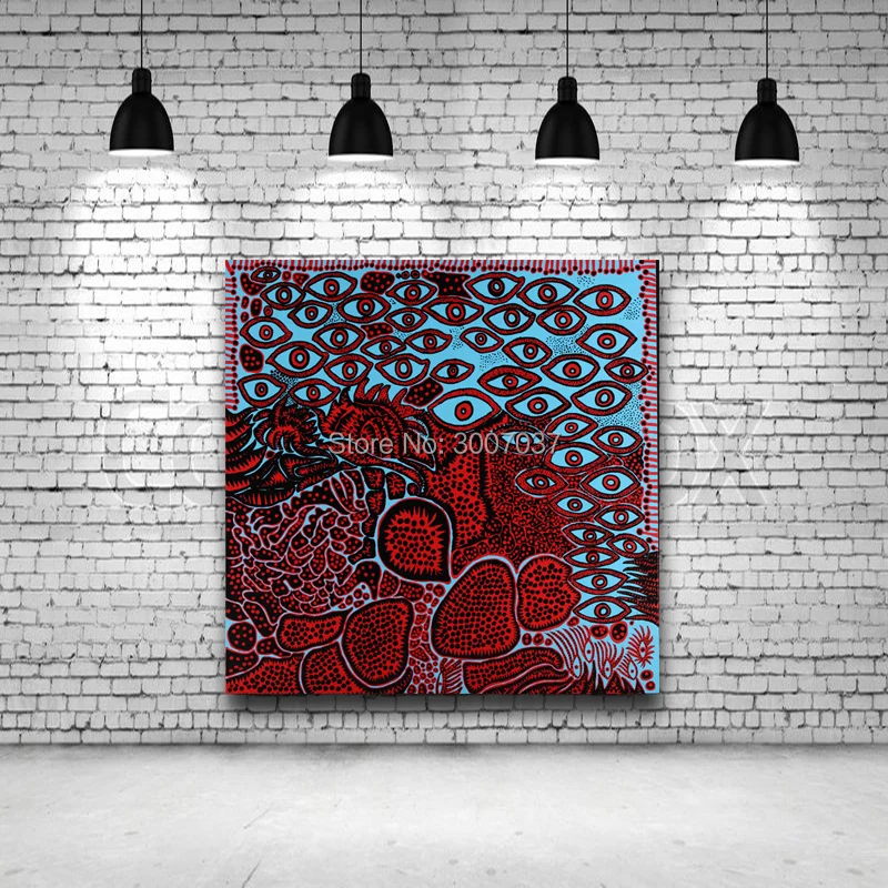 Yayoi Kusama Abstract Red Picture 100% Hand Painted Painting On Canvas For Living Room Bedroom Room Eyes Oil Painting Wall Art