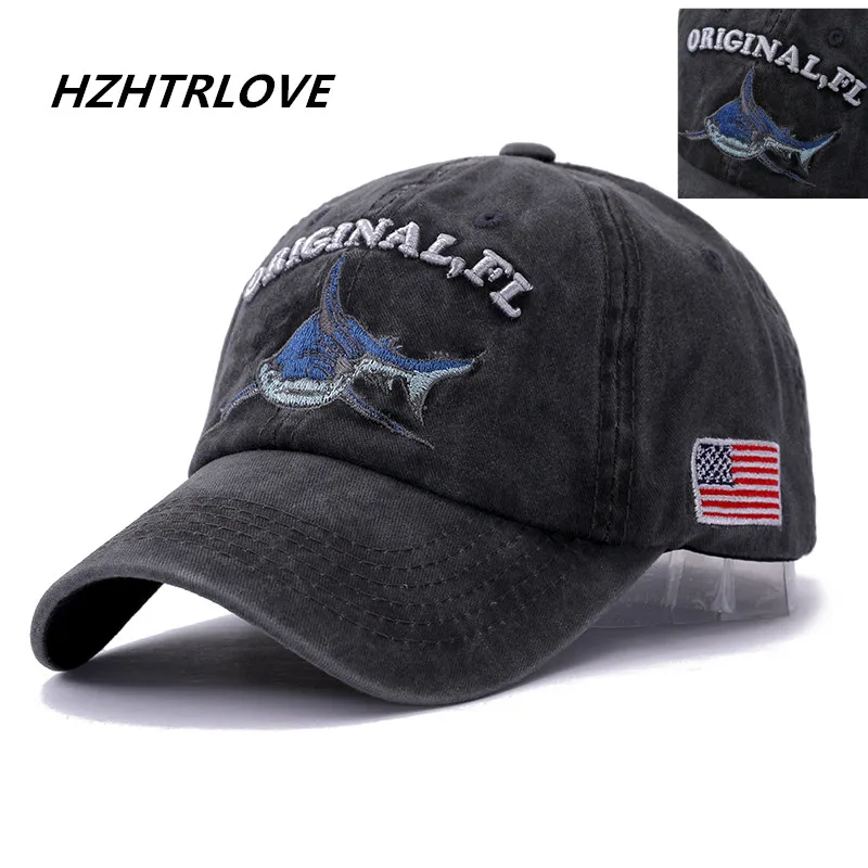 High Quality Wash Cotton America Flag Shark Men\'s Baseball Cap Women Snapback Hats For Men Bone Hip Hop Brand Dad Hat Gorras