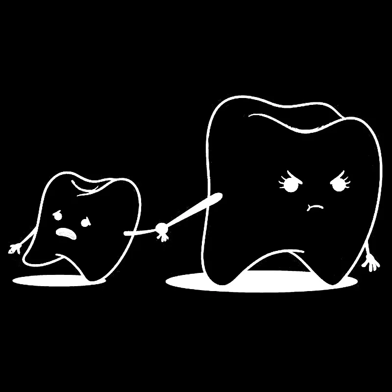 YJZT 19X10CM Cartoon Bad Friend Funny Dental Humor TEETH Vinyl Decals Car Sticker Black/Silver S8-1407