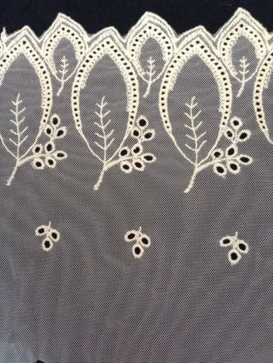 

FREE SHIPPING 22cm soft polyamide net and cotton embroidery lace, exquisite lace trimming for skirt and shorts. XERY13549