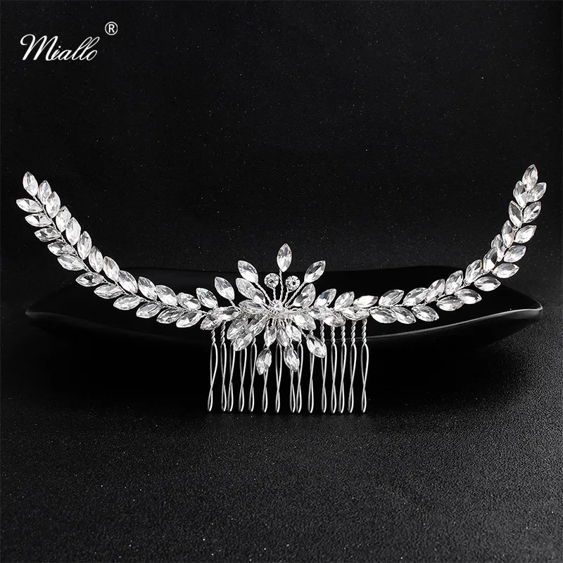 

Miallo 2019 New Arrivals Leaves Crystal Handmade Wedding Hair Comb Bridal Headpieces Hair Jewelry Ornaments for Women