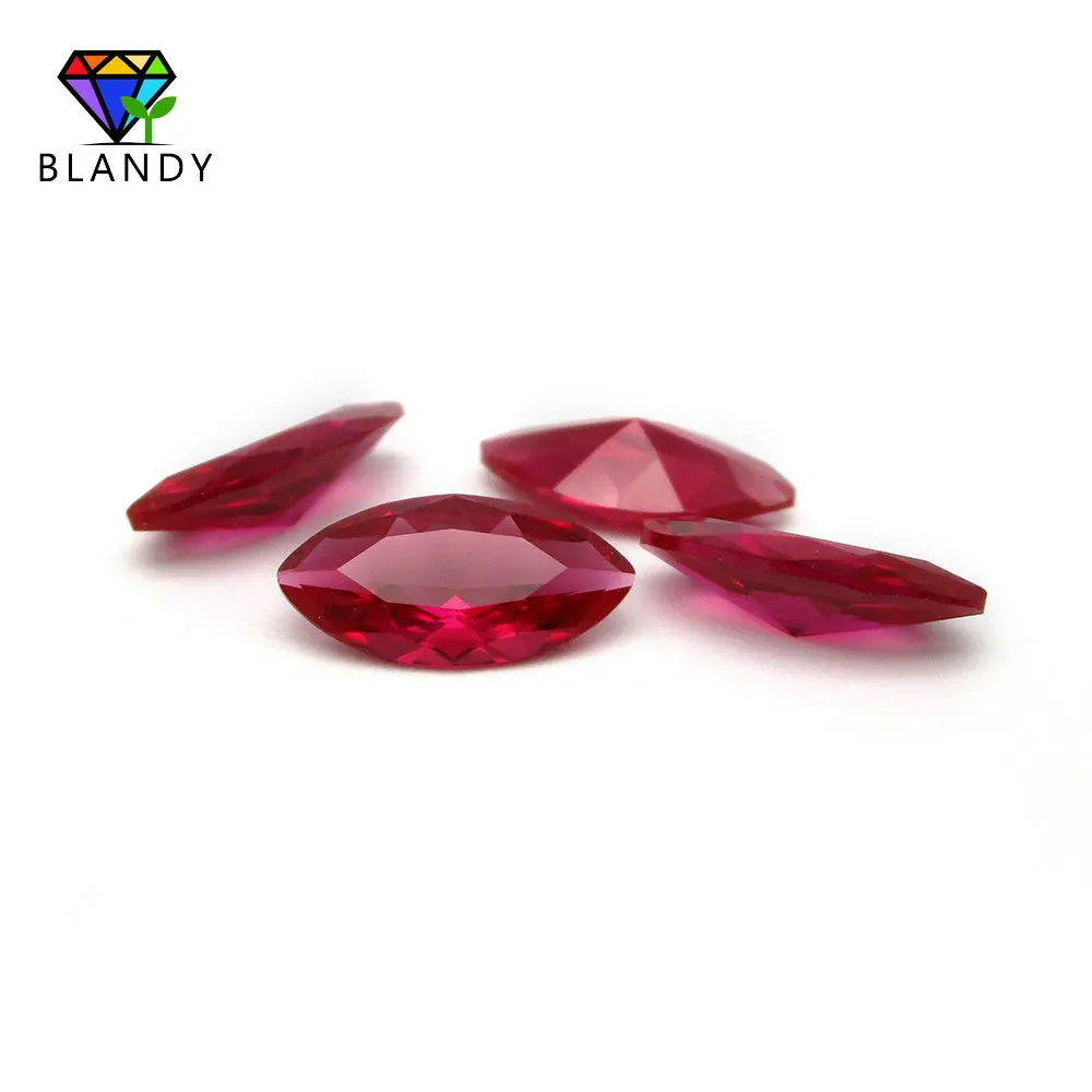 Free Shipping 5# Red Stone 2x4~8x16mm Marquise Cut Gems Synthetic Rubi Corundum Stone For Jewelry