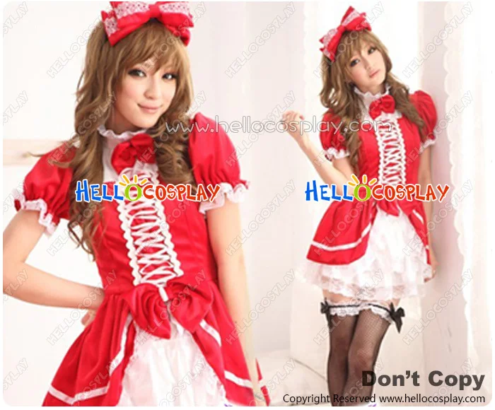 

Angel Feather Bow Costume Red White Dress Cosplay Outfit H008