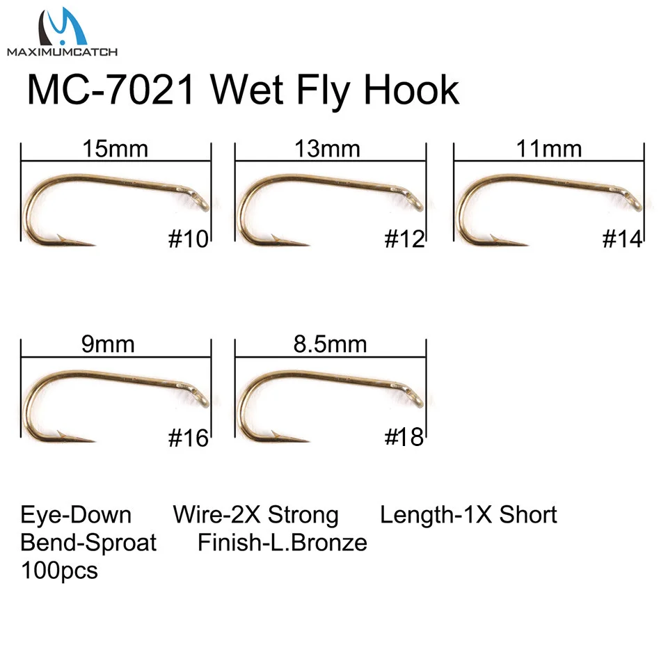 Maximumcatch 100pc 4#-22# Fish-Friendly Barbed Fly Hooks Dry&Wet&Nymph&Shrimp Caddis Pupa Streamer Fly Fishing Hook