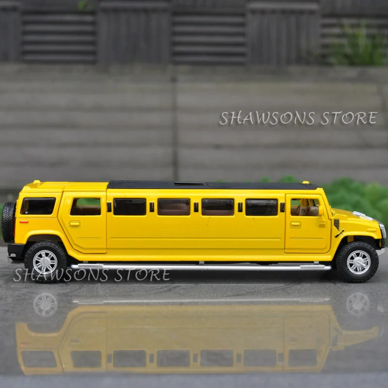 1:32 Scale Diecast Car Model Toys Pull Back H2 Stretch Limousine Miniature Replica W/ Sound Light