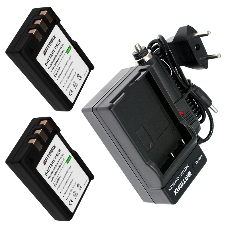 2Pcs 1800mAh EN-EL9 EN EL9 EN-EL9a EN EL9a EL9a Camera Li-ion Battery&Charger Kit for Nikon EN-EL9a D40 D60 D40X D5000 D3000