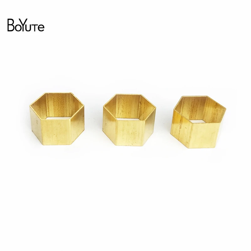 BoYuTe (100 Pieces/Lot) 3 Sizes Metal Brass Hexagon Tube Beads Diy Accessories Parts for Jewelry Making