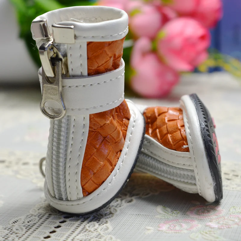 4pcs/set Red/Yellow/Coffee/Black Grid Weave Big Dog Shoes 8931 XL/XXL/XXXL Animal Pet Puppy Cat Accessories Products