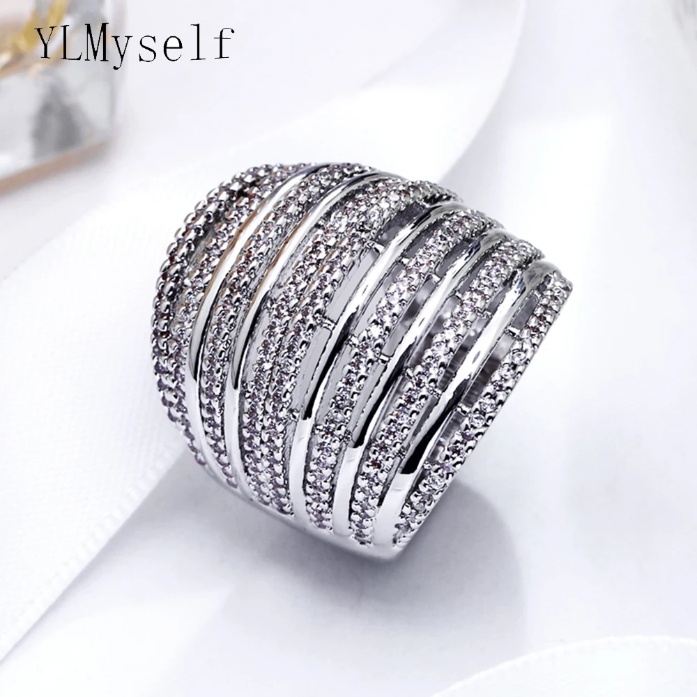 Very large ring full crystal luxury jewelry Hyperbole design jewellery trendy wide rings for women