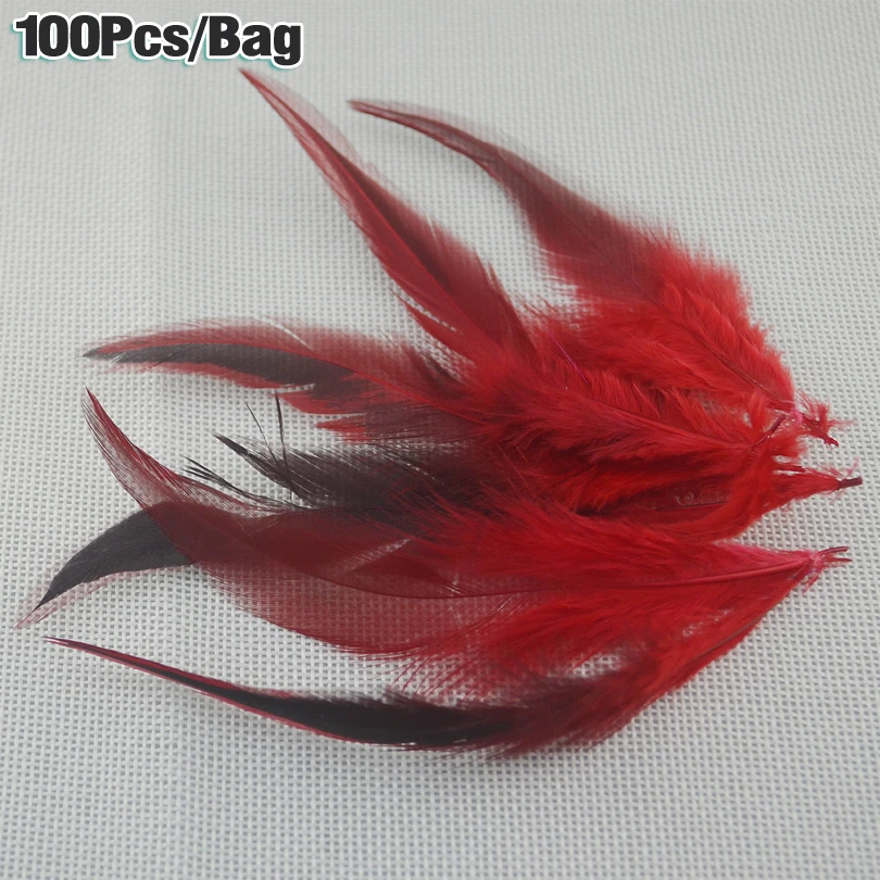 MNFT 100pcs Dyed Nature Pheasant Saddle Feather Hair Fly Tying Hackle Material Ginger Blue Cream White Rose Red Multiple Colors