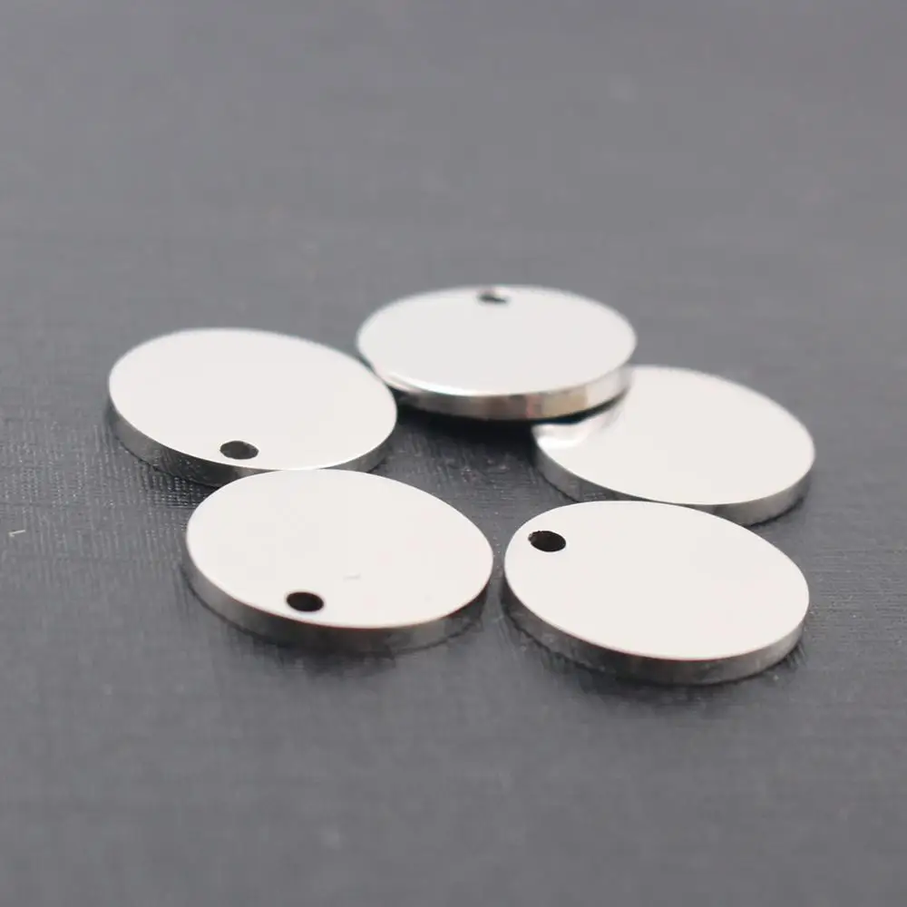 100pcs Lot 30mm stainless steel jewelry findings markding DIY shiny smooth medals pendant charms