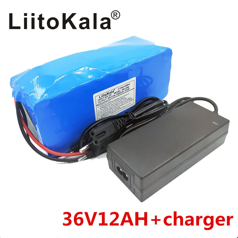 NEW LiitoKala 36V 12AH Electric Bicycle Battery Built In Lithium Battery BMS 20A 36 Volt With 2A Battery Charge Ebike