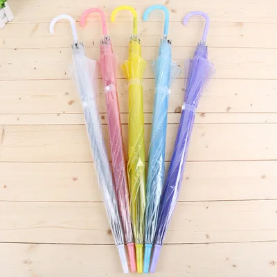 Clear EVC Umbrella Long Handle Rain Sun Umbrella See Through Colorful Umbrella Rainproof Wedding gift lin4662