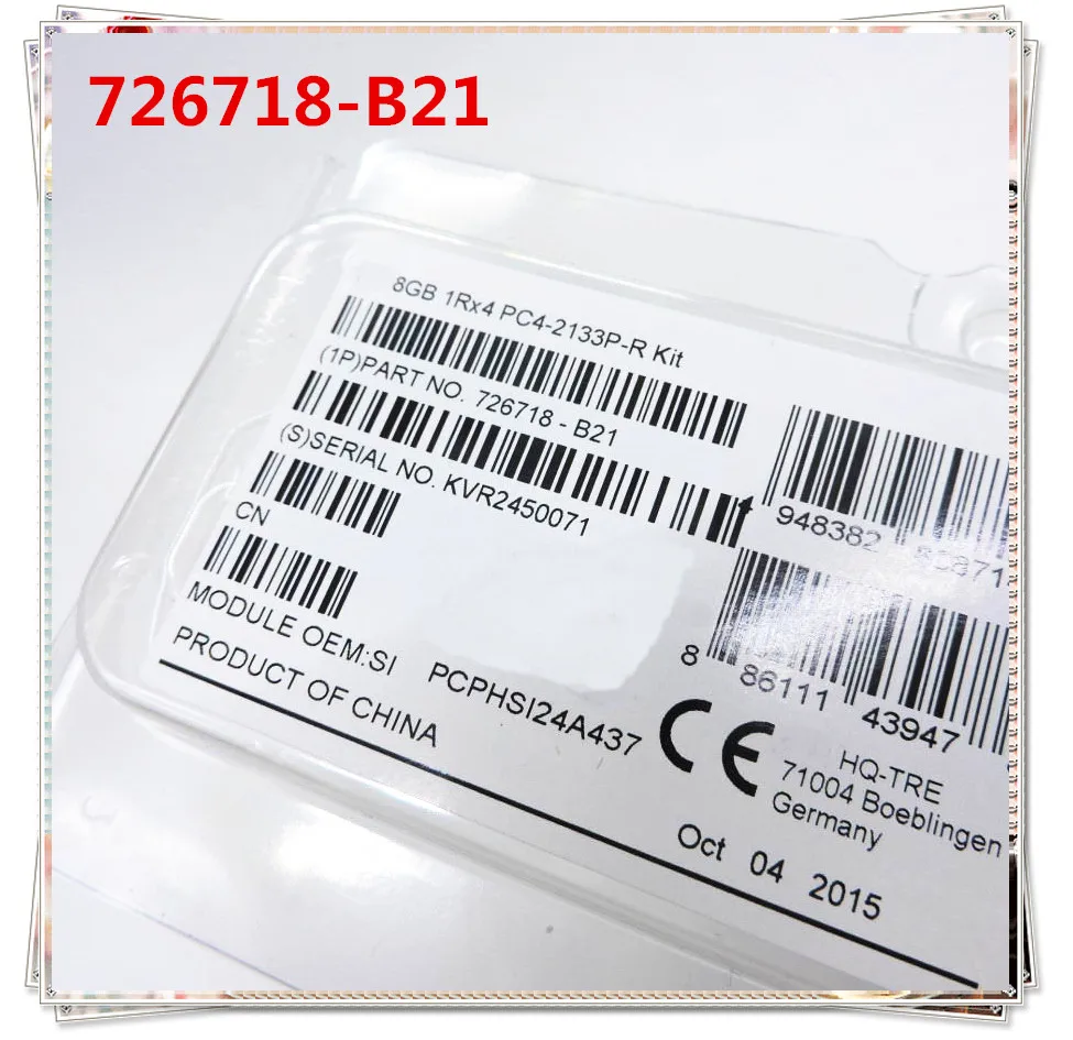 

New original in box 8GB G9 726718-B21 774170-001 752368-081 1RX4 PC4-2133P 1 year warranty