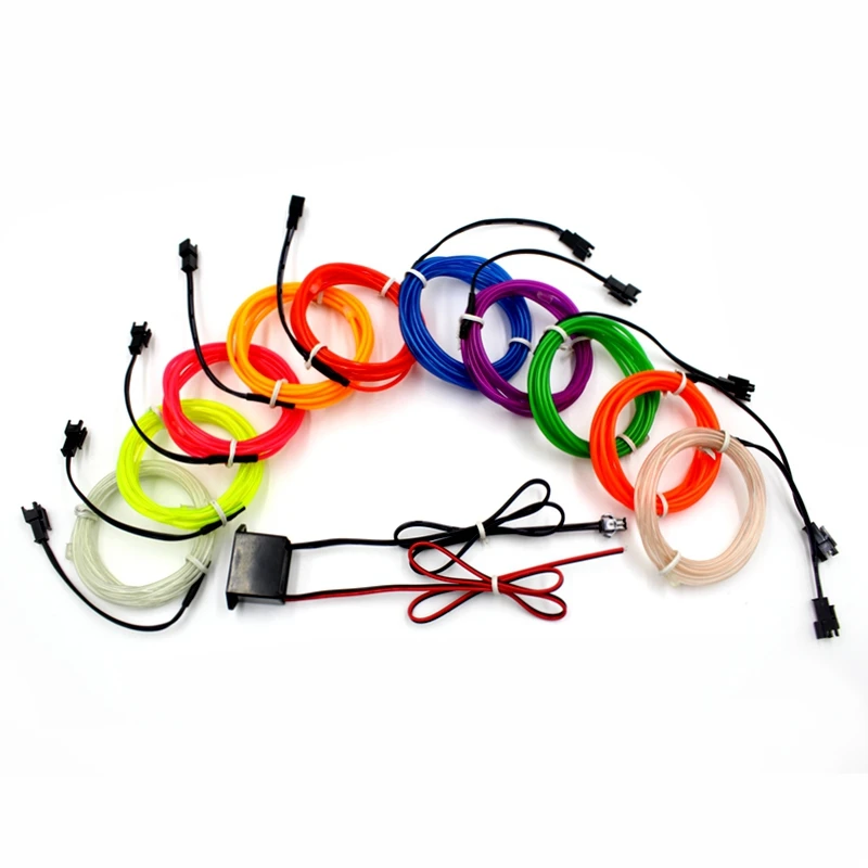 Imagem -05 - Flexível Neon Led Light Strip el Wire m m m m 10m Macio Eletroluminescente Parte para o Halloween Natal Bicicleta Decoração de Roupas