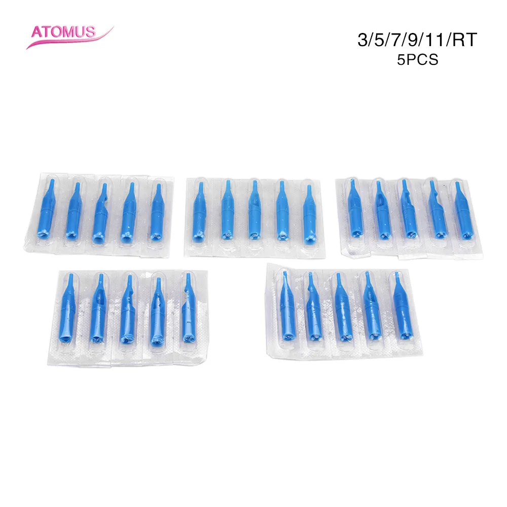 

5pcs/lot Disposable Tattoo Tips Blue Nozzles Tube With 3/5/7/9/11RT For Tattoo Needles Accessories