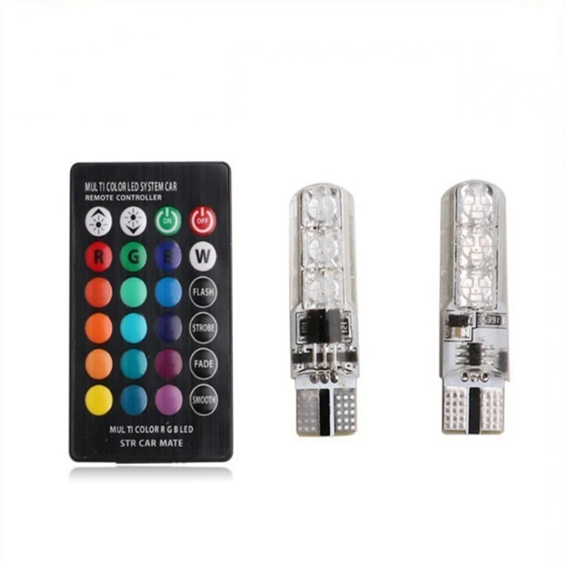 100set  New Car Lights LED Bulbs With Remote Control Strobe Lamp Reading Lights Install the flashover  light of the car