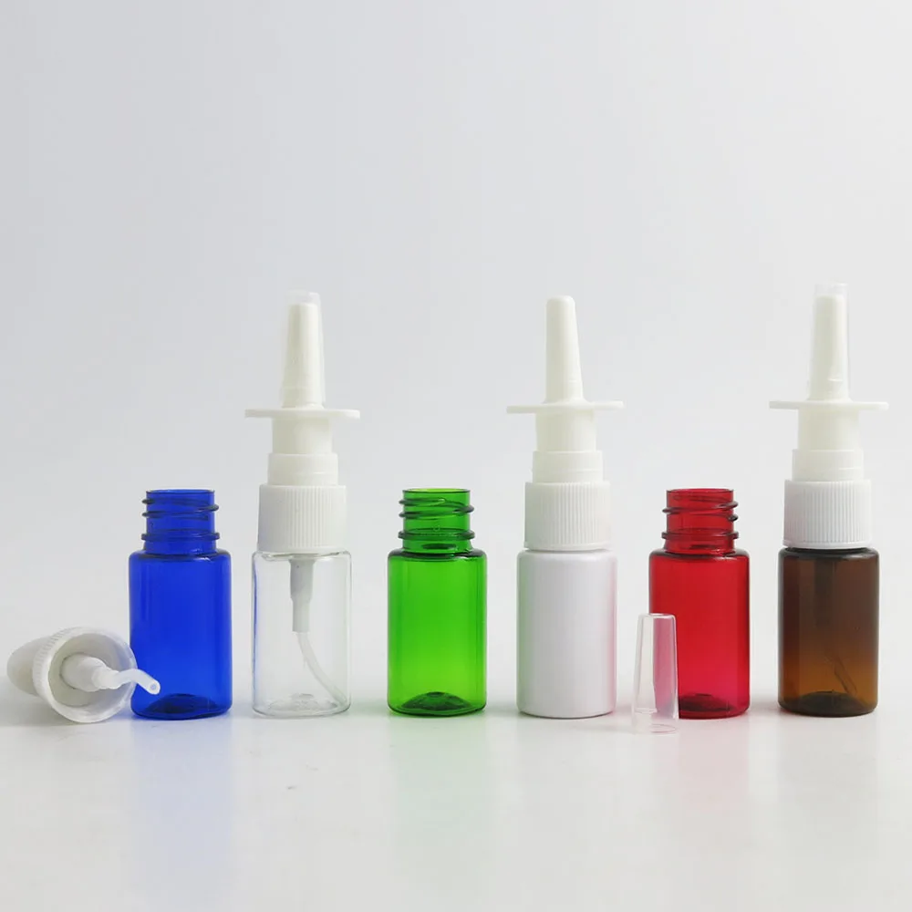 100x10ml กลางแจ้งพลาสติก PET สเปรย์จมูก Bottle10cc มินิน่ารัก Mist จมูกพลาสติก Atomizer 100pcs