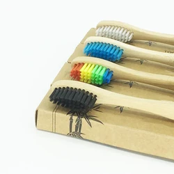 Brosse à dents en bambou noir 100, 100% pièces, nouveauté, poils souples, manche en fibre de bambou