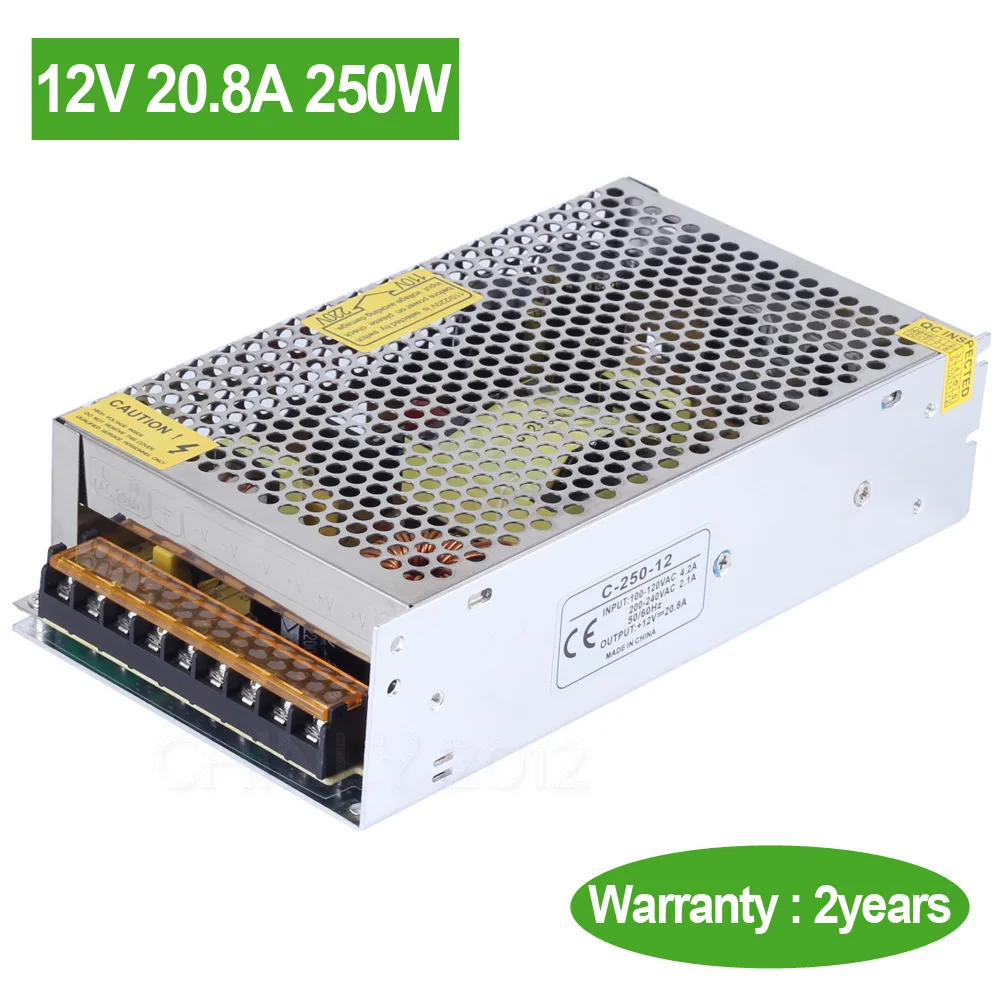 

DC 12V 20.8A 250W AC 110V/220V input LED Switch Power Supply Driver transformer for LED Strip LED Module LED Lights