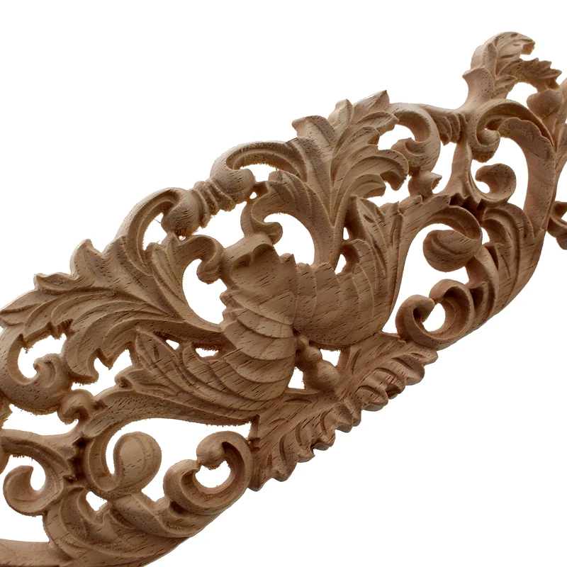 VZLX Classic Wood Applique Wooden Carved Onlay Woodcarving Decal For Home Decoration Accessories Furniture Door Decor Sculptures