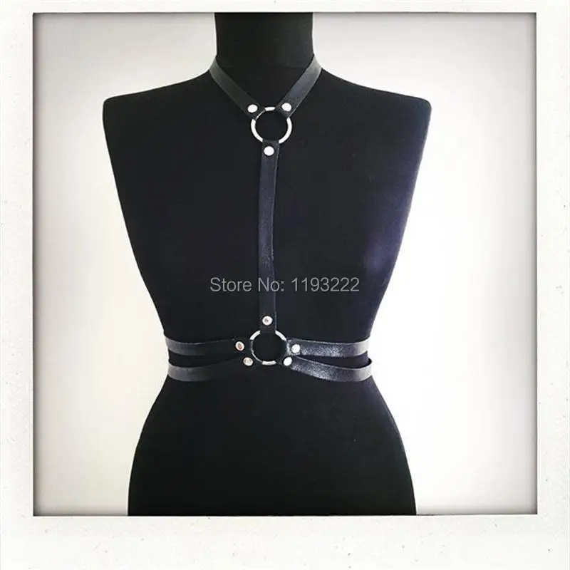 

Sexy Women Girl Punk Goth 100% Handcrafted Halter Choker Leather Women Harness Waist Belt Straps