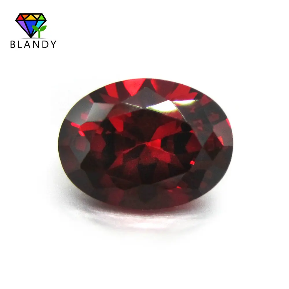 Free Shipping 2x3~13x18mm 5A Oval Shape Garnet Cubic Zirconia Stone Machine Cut AAAAA Loose CZ Stones Synthetic Gems For Sale