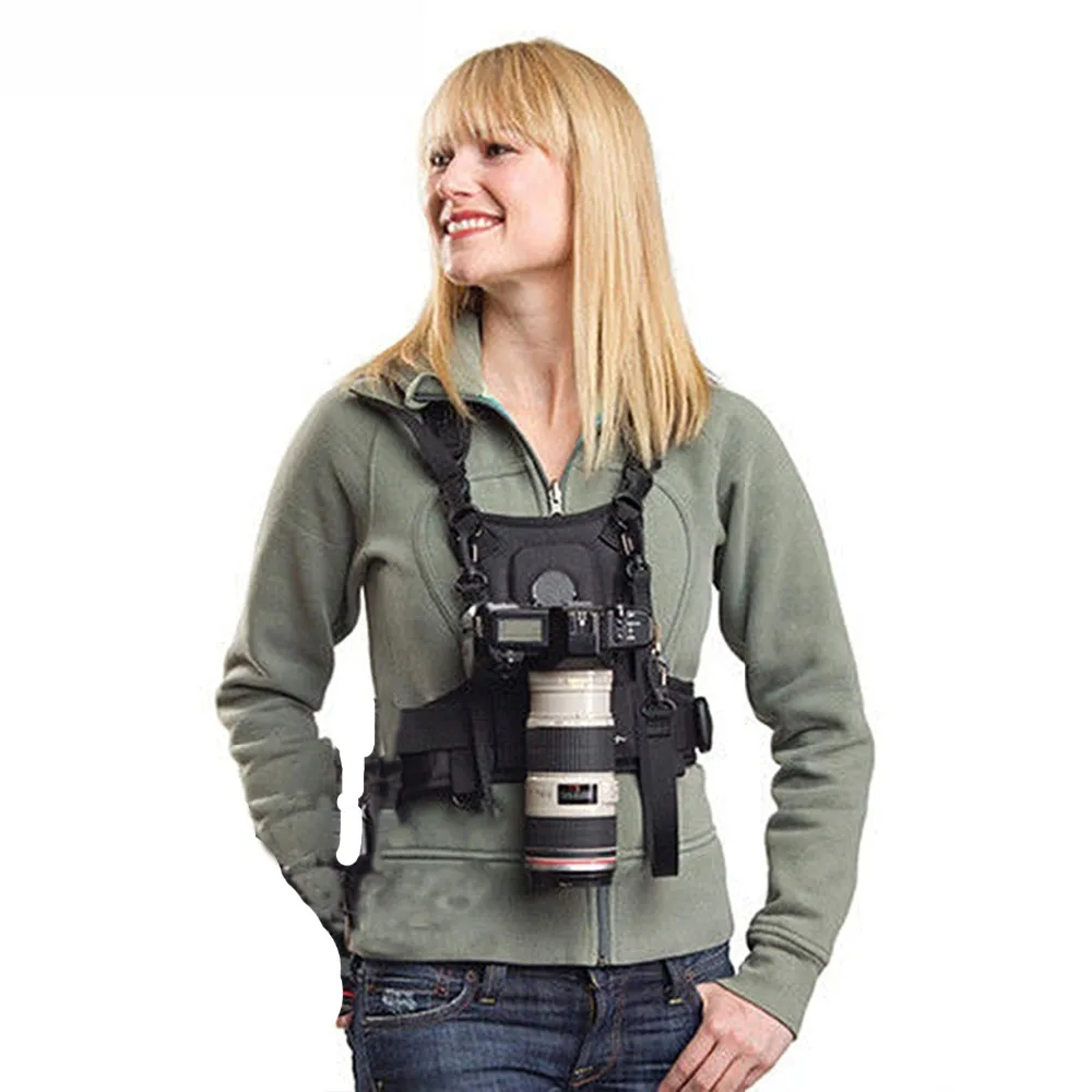 Nicama Cámara Carrying Chest Harness Vest con correas seguras para 1 cámara Canon Nikon Sony Panasonic Cámaras DSLR