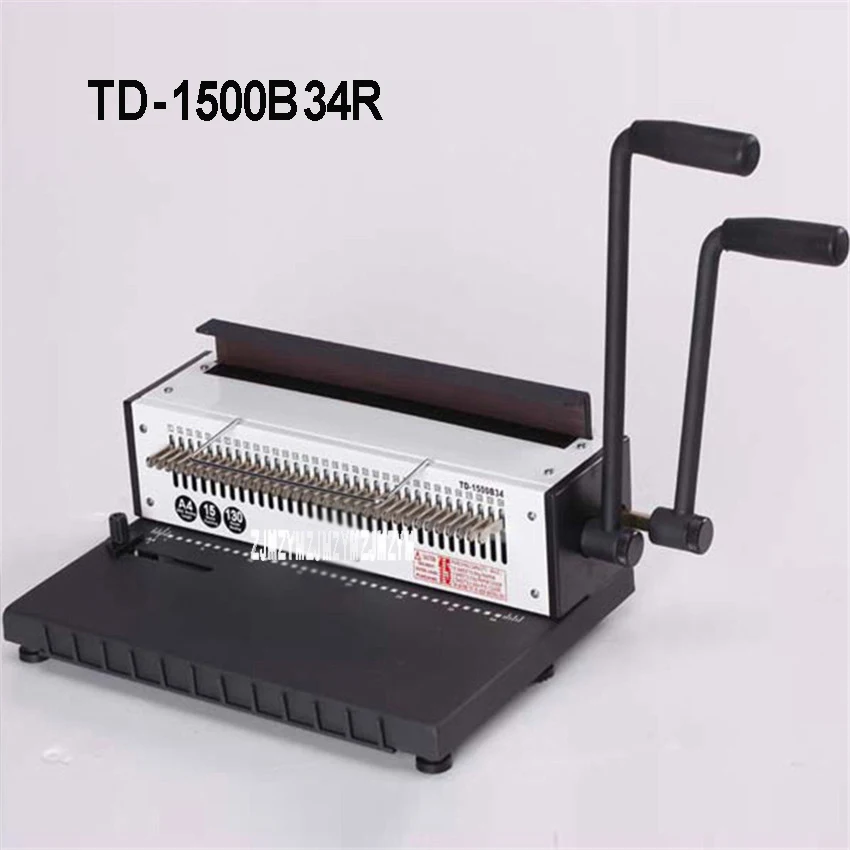 TD-1500B34R Manual Spiral Wire Binding Machine Round 4.5mm 34 Punching Hole Photo Album A4 Paper File Binder Puncher Machine