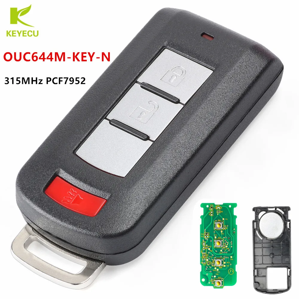 KEYECU Replacement Smart Remote Key 2+Panic 315MHz PCF7952 Chip for Mitsubishi Mirage Outlander/Sport 2008-2020 OUC644M-KEY-N