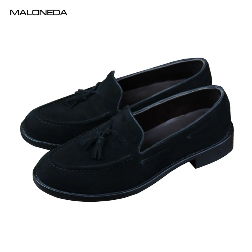 

MALONEDA Custom New Genuine Cow Suede Handmade Goodyear Men's Casual Comfortable Slip On Shoes Loafers with Tassel