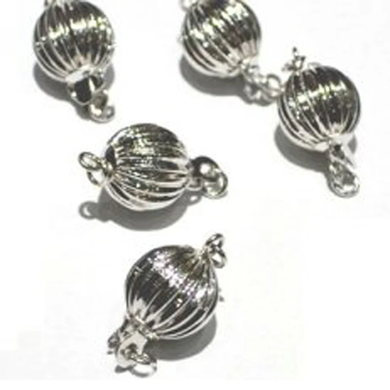 Wholesale 7mm 14K White Solid Gold Corrugated Ball Shaped Jewelry Clasp