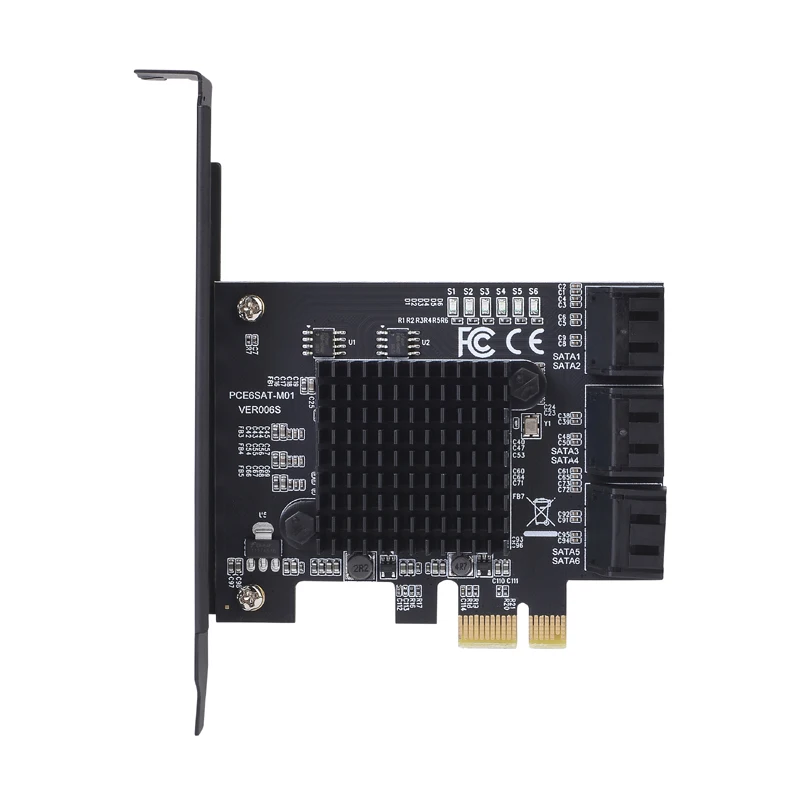 NEW Add On Card PCI-E/PCIE SATA Card PCI Express SATA 3 PCIE to SATA 3.0 Card 6 Port SATA3 PCIE X1 Card with Low Profile Bracket