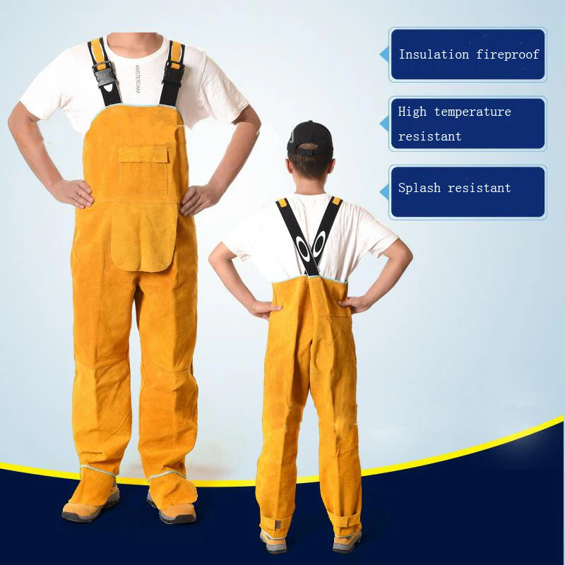 Welding Men\'s Overalls Safety Clothing Overalls High Temperature Protect Leather Flame Retardant Wear Repair Welding StrapDFW033