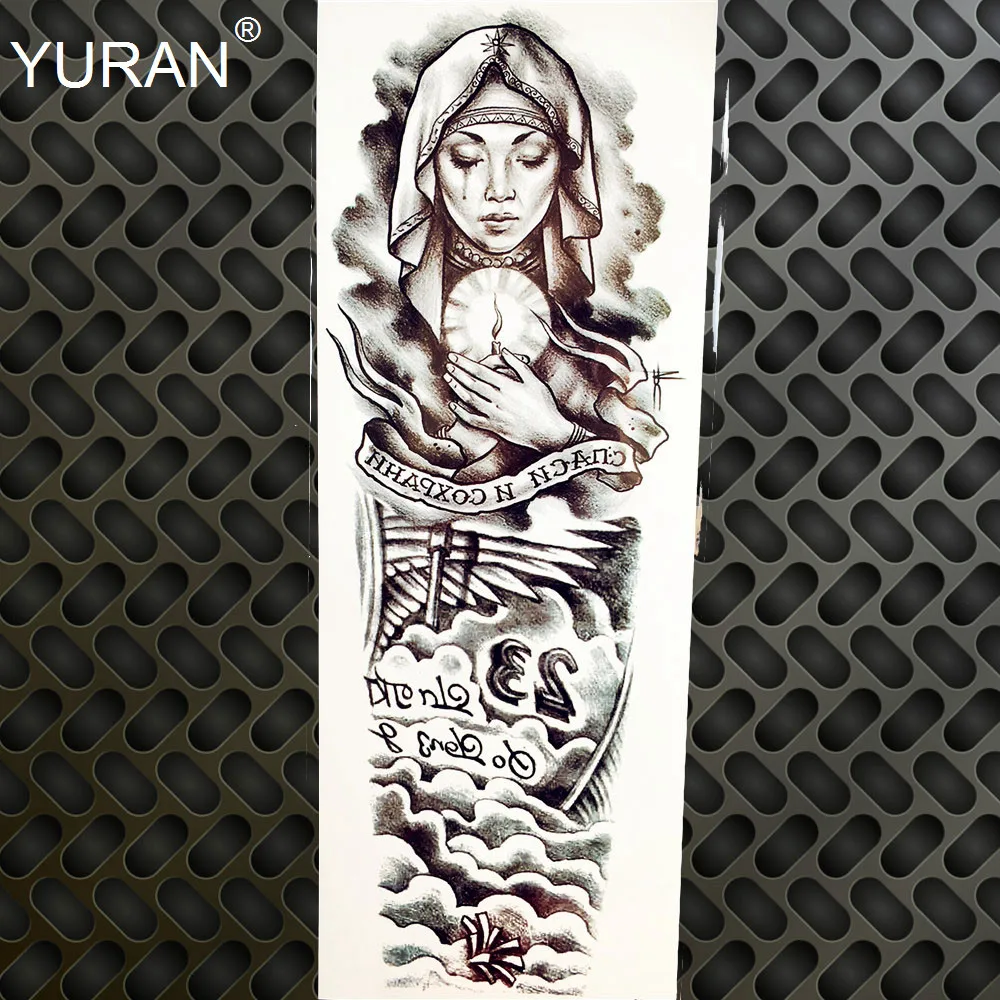 Long Big Full Arm Flash Tattoo For Women Body Leg Art Skull Rose Flower Decals Waterproof Fake Henna Temporary Tattoo Stickers