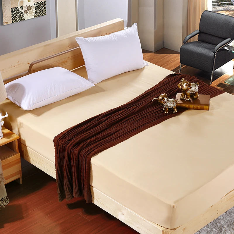 1pcs 100%Polyester Solid Fitted Sheet Mattress Cover Four Corners With  Elastic Band Bed Sheet